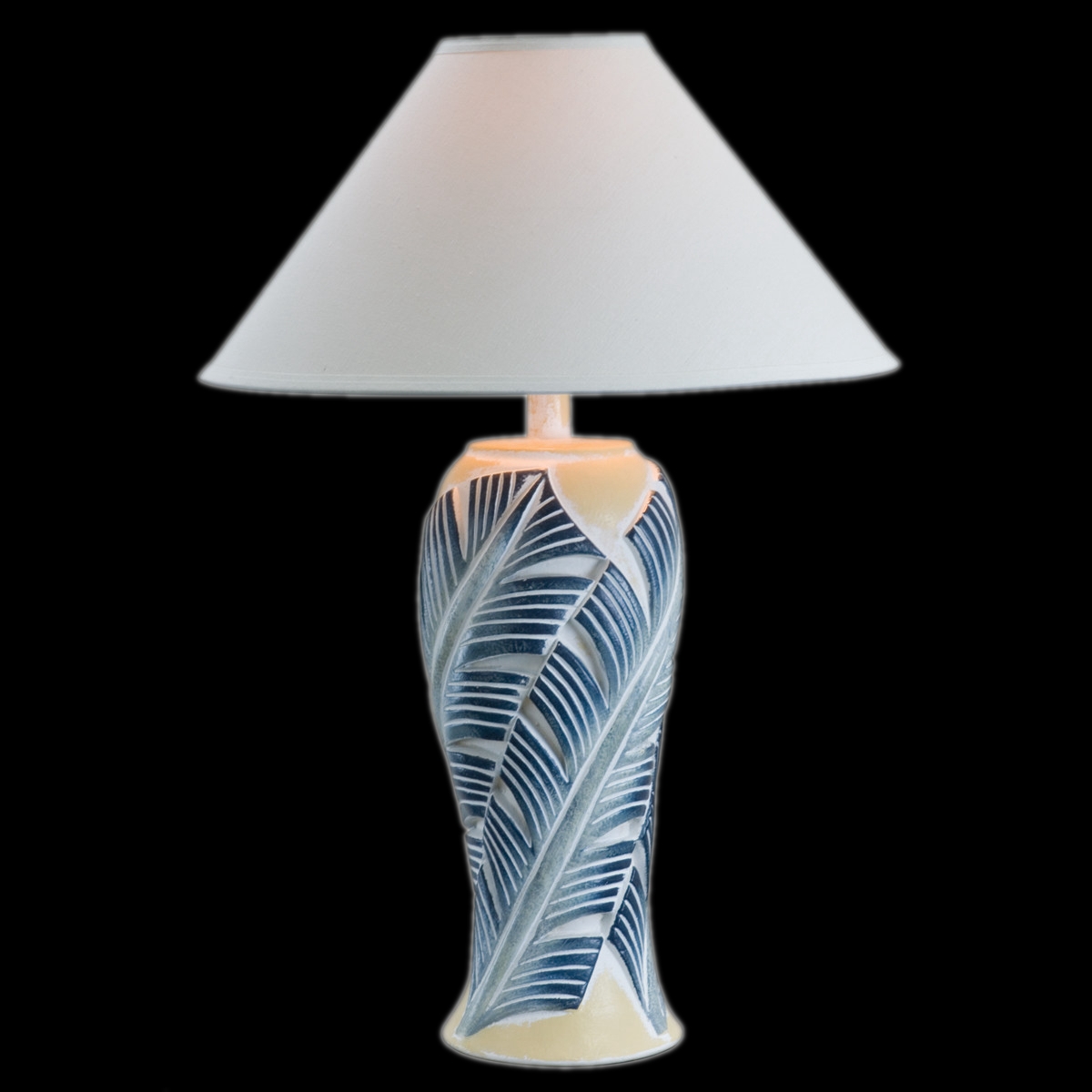 Anthony California Table Lamp In Blue Banana Leaf l ...