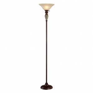 Hazelwood Home Torchiere Floor Lamp With Alabaster Glass Shade
