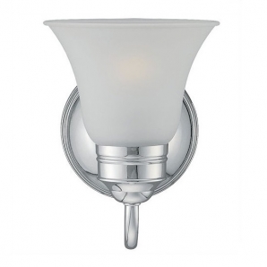 Sea Gull Lighting Gladstone 1 Light Vanity Wall Sconce with Etched Glass  In Chrome