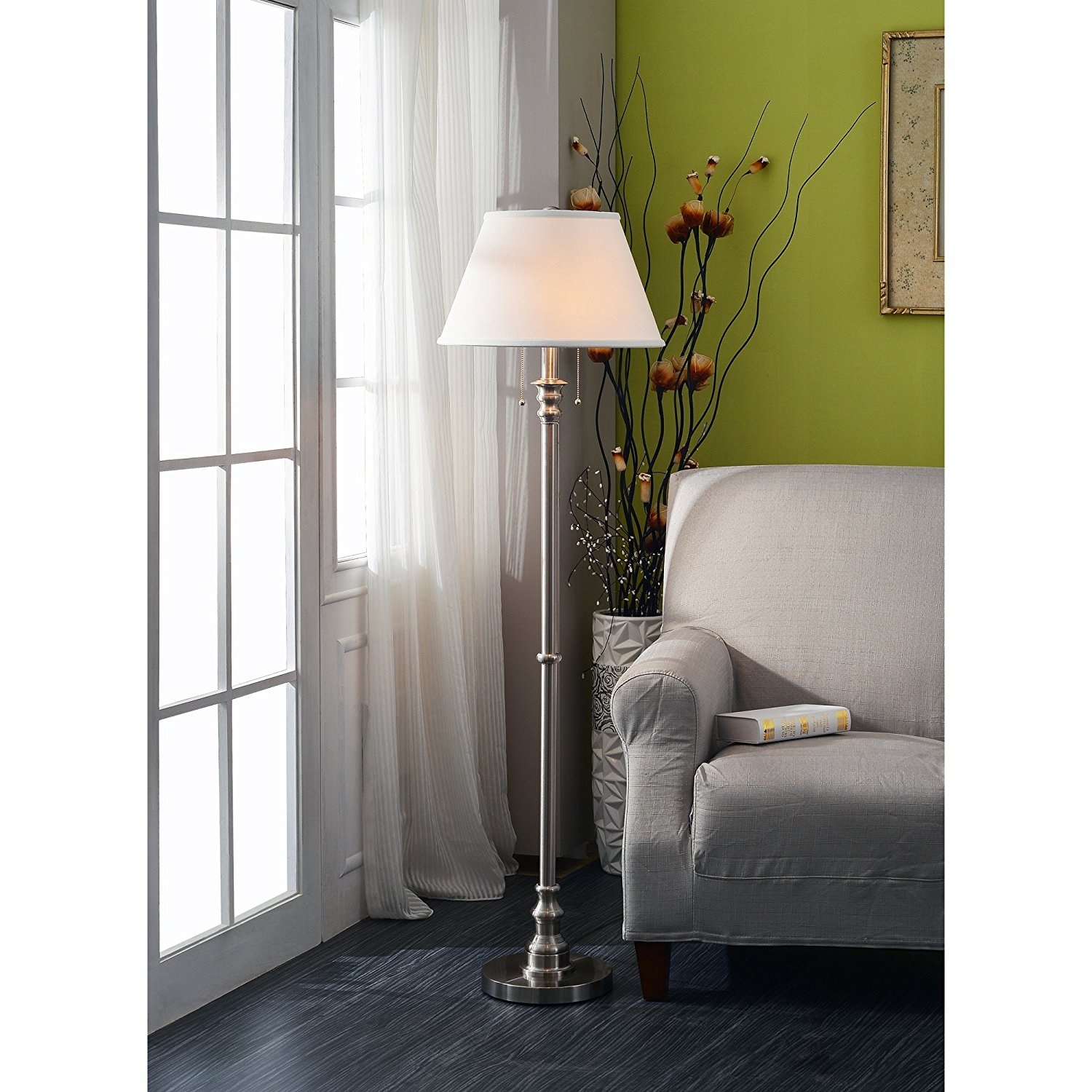 Kenroy Lighting Spygl 2 Light Floor Lamp In Brushed Steel L Light Floor Lamp In Brushed Steel