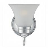 Sea Gull Lighting Gladstone 1 Light Vanity Wall Sconce with Etched Glass  In Chrome