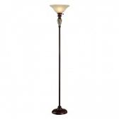 Hazelwood Home Torchiere Floor Lamp With Alabaster Glass Shade
