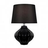 Lite Source Gordana 1 Light Table Lamp in Black Ceramic with Black Fabric Shade