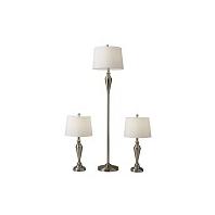 Adesso Glendale Brushed Steel Table Lamps plus Floor Lamp Set