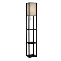 Adesso Wright Real Wood Tall Floor Lamp, Black