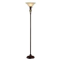 Hazelwood Home Torchiere Floor Lamp With Alabaster Glass Shade