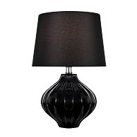 Lite Source Gordana 1 Light Table Lamp in Black Ceramic with Black Fabric Shade